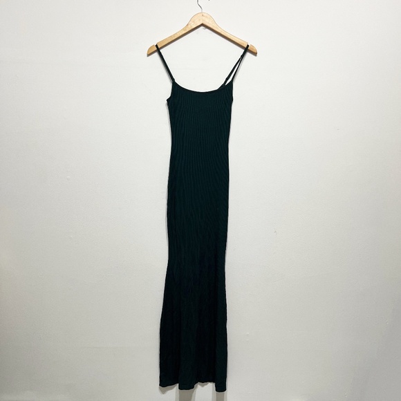 NEW Skims Soft Lounge Long Slip Maxi Ribbed Knit Stretch Dress Cypress Green S - Picture 1 of 3